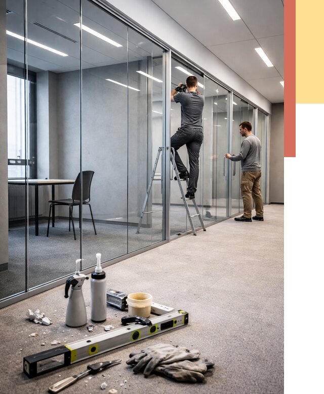 Стеклянные офисные перегородки в Колпино от 8768 руб. — монтаж и установка | ОТДЕЛОЧНИК-Клп