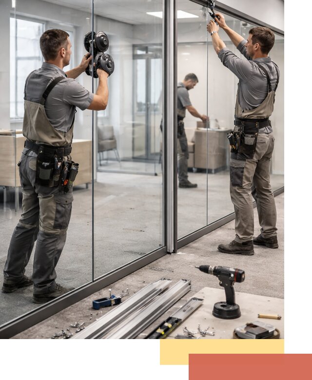 Стеклянные офисные перегородки под ключ в Колпино