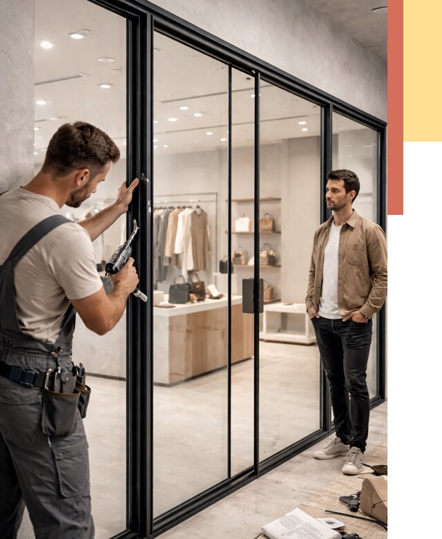 Стеклянные перегородки для магазинов в Колпино от 8458 руб. под ключ | ОТДЕЛОЧНИК-Клп