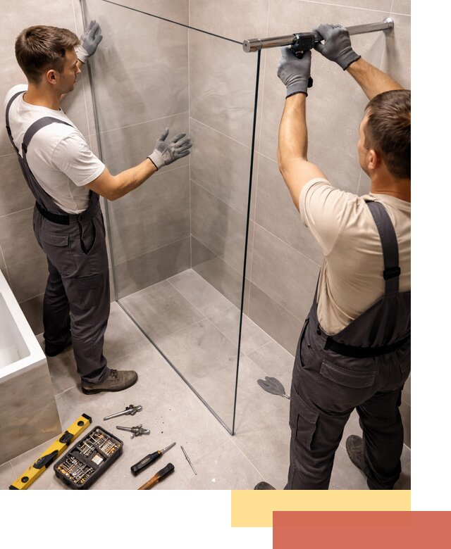 Стеклянные перегородки для душа в Колпино — изготовление и монтаж