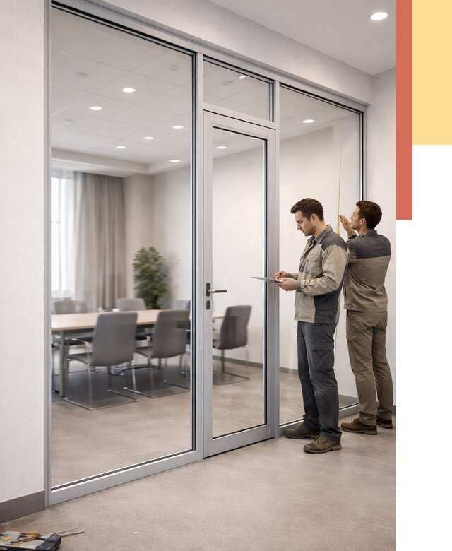 Установка и монтаж алюминиевых перегородок со стеклом в Колпино от 8458 руб. | ОТДЕЛОЧНИК-Клп