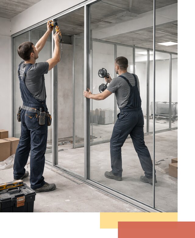 Алюминиевые перегородки со стеклом в Колпино — изготовление и монтаж