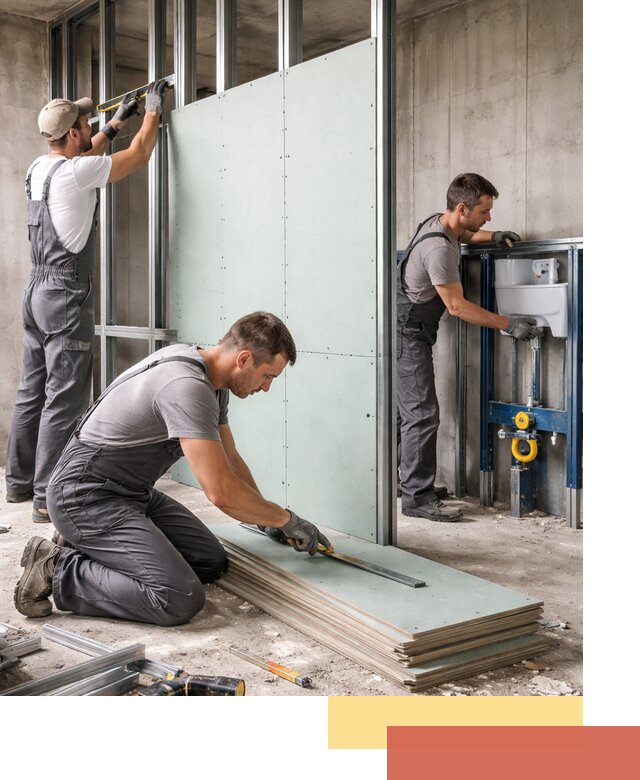 Монтаж и ремонт сантехнических перегородок в Колпино