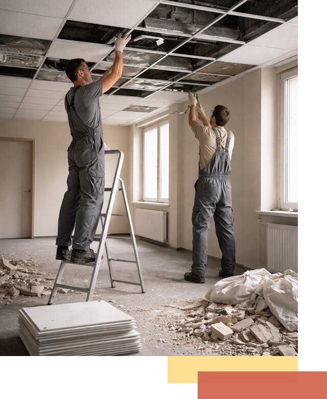 Демонтаж потолков Армстронг профессионально в Колпино