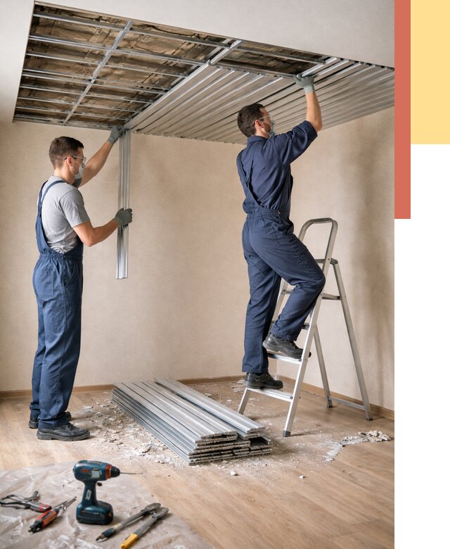 Демонтаж реечного потолка в Колпино от 4642 руб. быстро и недорого | ОТДЕЛОЧНИК-Клп