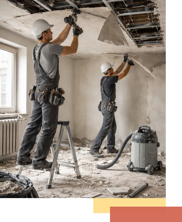 Демонтаж гипсокартонного потолка в Колпино быстро и аккуратно