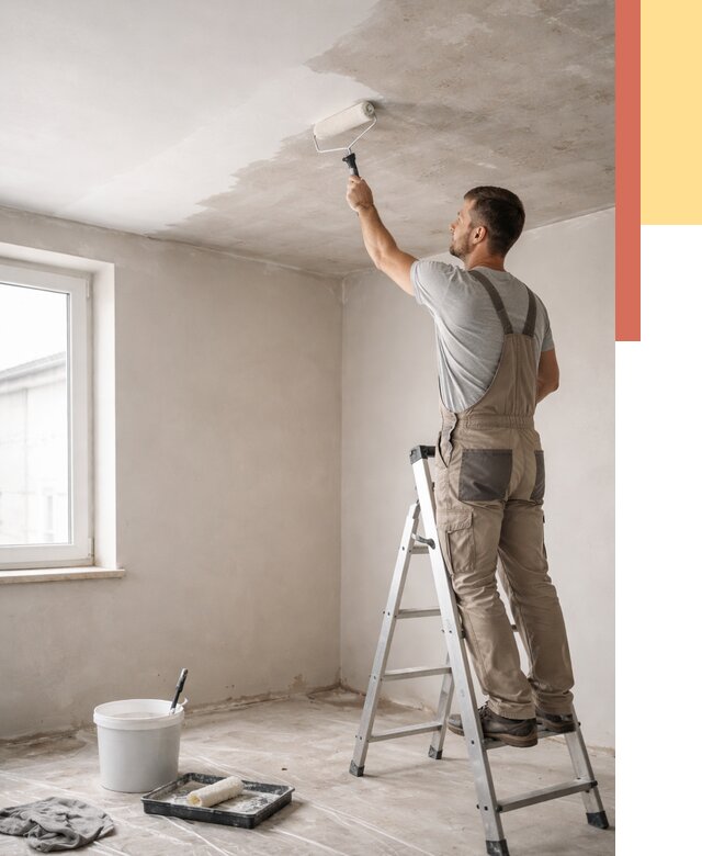 Грунтовка потолка в Колпино от 2579 руб. — быстро и недорого | ОТДЕЛОЧНИК-Клп