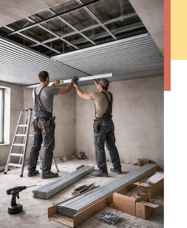 Монтаж реечного потолка в Колпино от 4642 руб. под ключ | ОТДЕЛОЧНИК-Клп