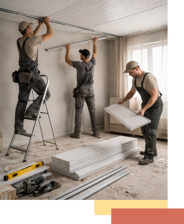 Монтаж потолка из ПВХ панелей в Колпино оперативно и качественно