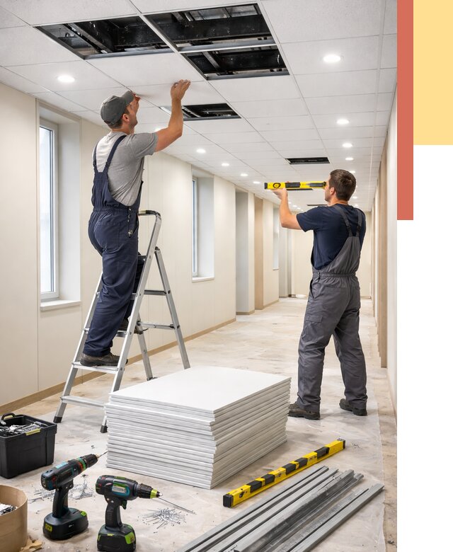 Ремонт потолка Армстронг в Колпино от 4642 руб. — быстро и недорого | ОТДЕЛОЧНИК-Клп