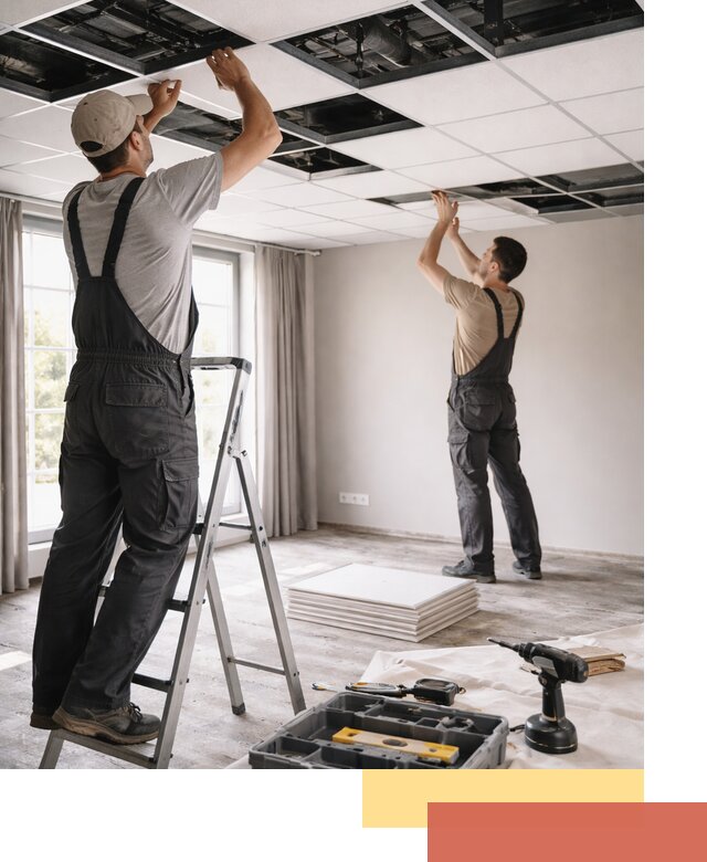 Замена плит подвесного потолка в Колпино быстро и качественно