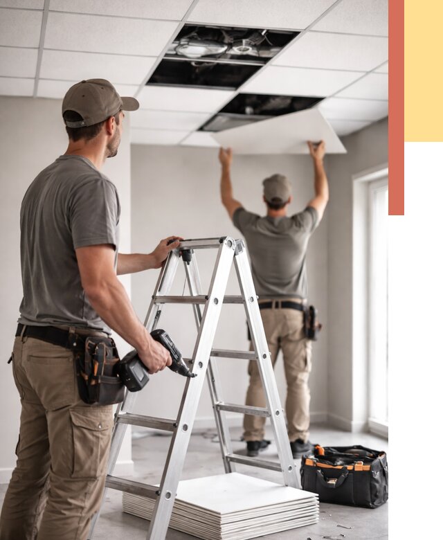 Обслуживание подвесного потолка в Колпино от 3610 руб. — быстро и недорого | ОТДЕЛОЧНИК-Клп