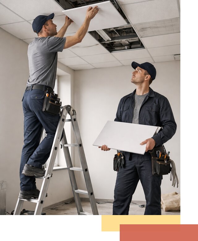 Обслуживание подвесного потолка в Колпино — ремонт и чистка