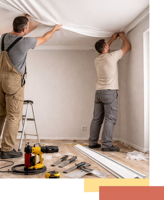 Монтаж ПВХ натяжного потолка в Колпино качественно и быстро