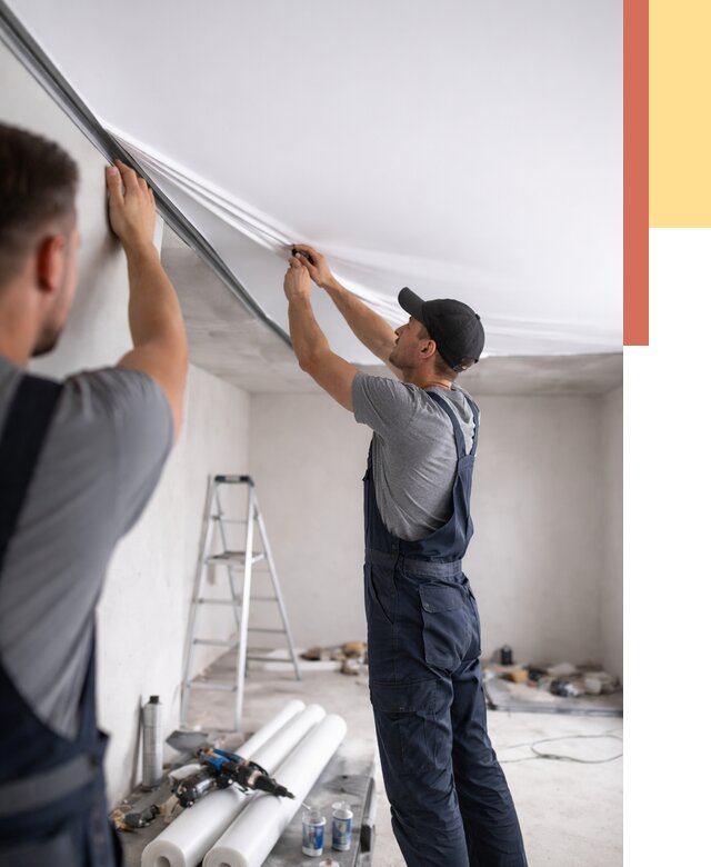 Монтаж матового натяжного потолка в Колпино от 4642 руб./м² — быстро и недорого | ОТДЕЛОЧНИК-Клп