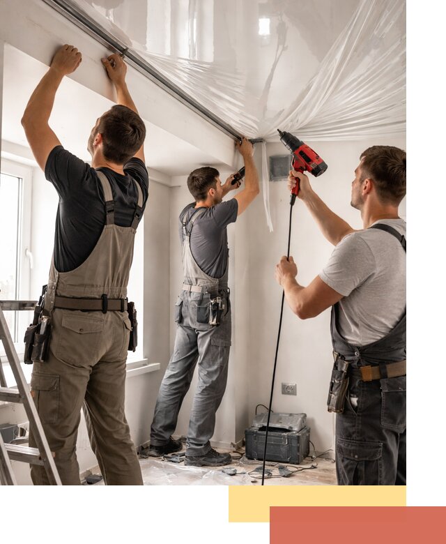 Монтаж глянцевого натяжного потолка в Колпино быстро и качественно