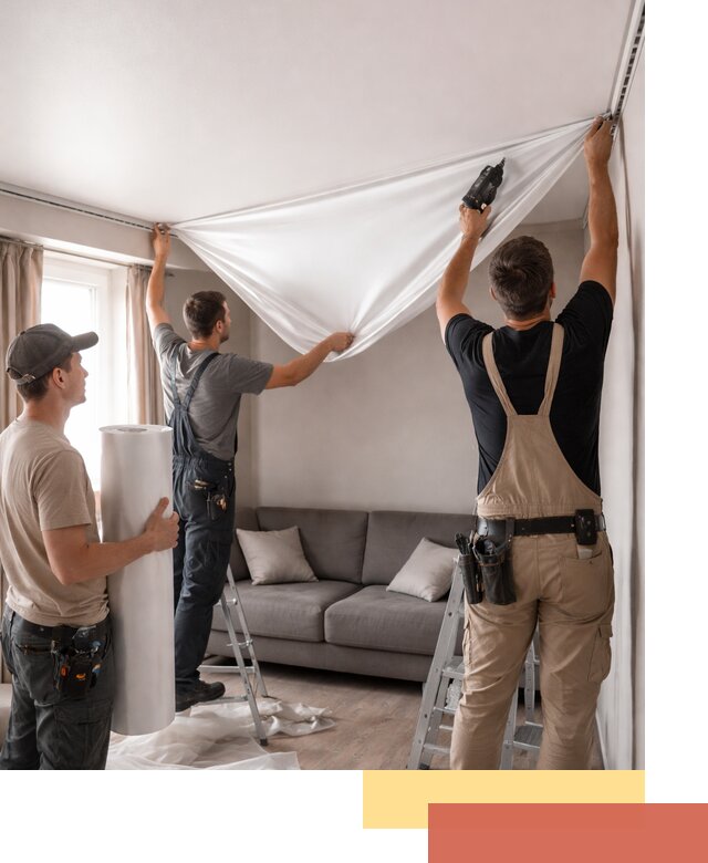 Монтаж сатинового натяжного потолка в Колпино качественно и быстро