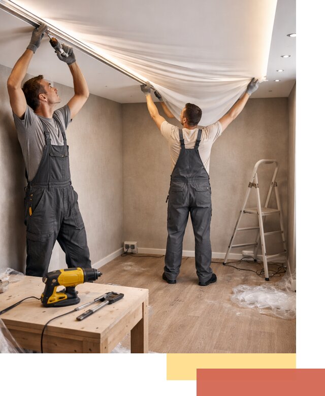 Монтаж натяжного потолка с подсветкой в Колпино цена и сроки