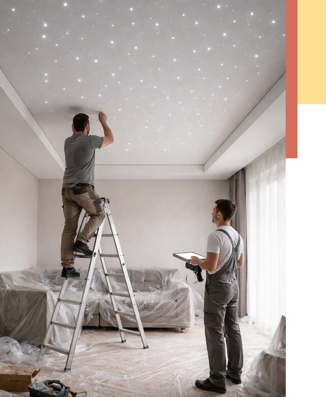 Монтаж натяжного потолка «звездное небо» в Колпино от 6705 руб. | ОТДЕЛОЧНИК-Клп