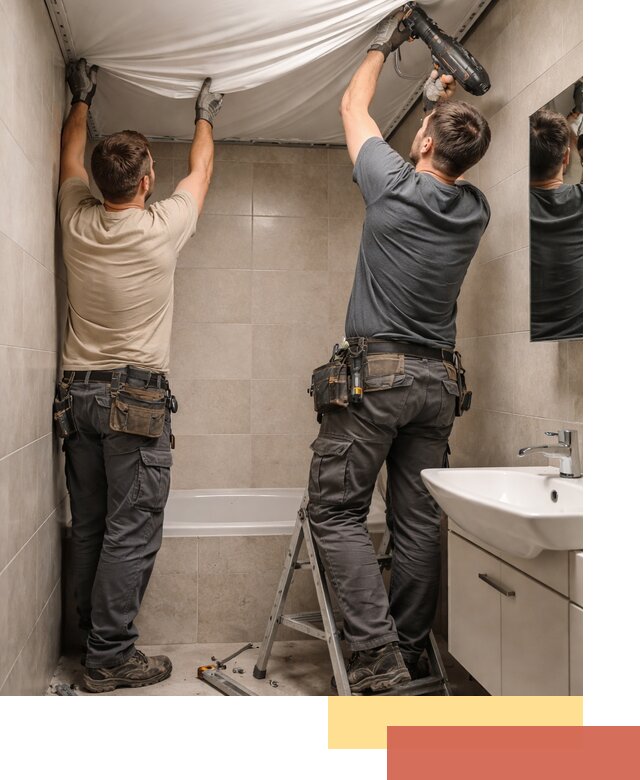 Монтаж натяжного потолка в ванной в Колпино быстро и качественно