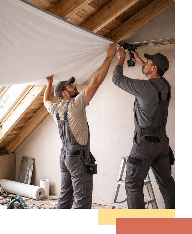 Монтаж натяжного потолка в мансарде в Колпино