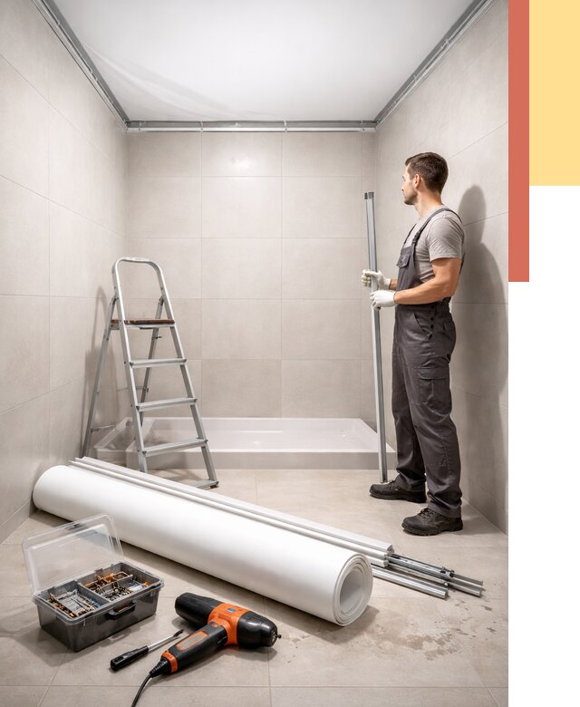 Монтаж натяжного потолка в санузле в Колпино от 1908 руб. — ОТДЕЛОЧНИК-Клп