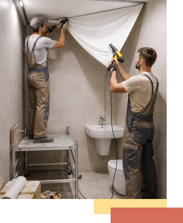 Монтаж натяжного потолка в санузле в Колпино