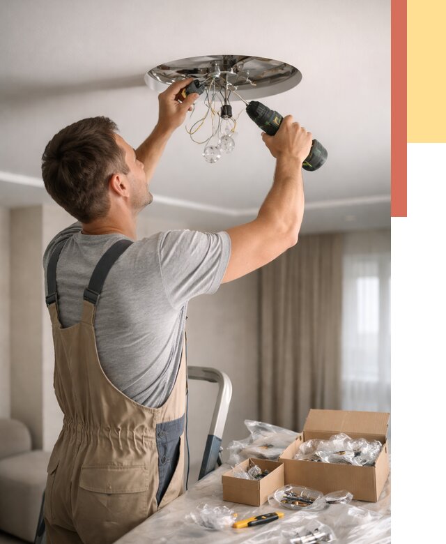 Установка люстры в натяжной потолок в Колпино от 1238 руб. | Быстро и недорого — ОТДЕЛОЧНИК-Клп