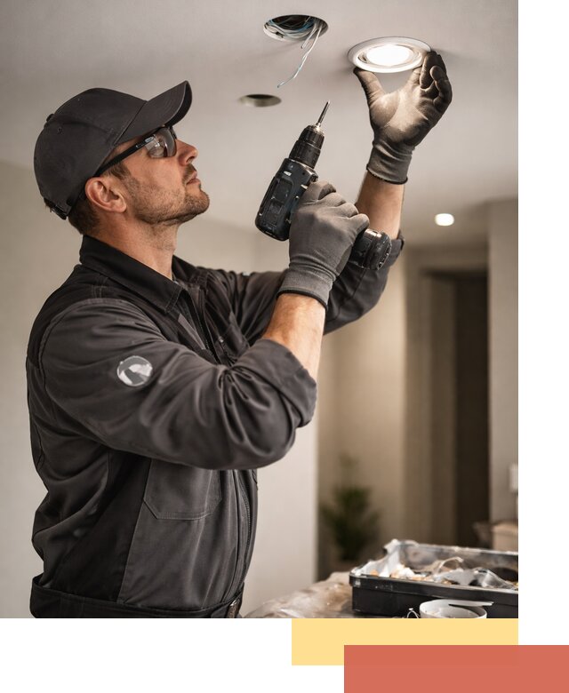 Установка точечных светильников в натяжной потолок в Колпино