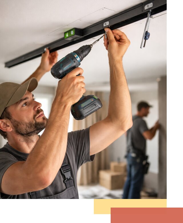 Установка трековых светильников в натяжной потолок в Колпино