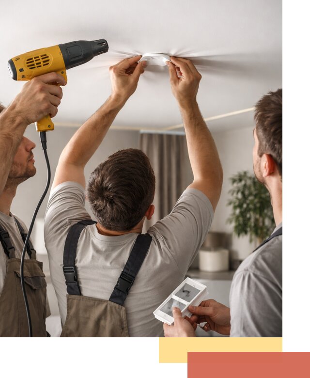 Ремонт прокола полотна натяжного потолка в Колпино