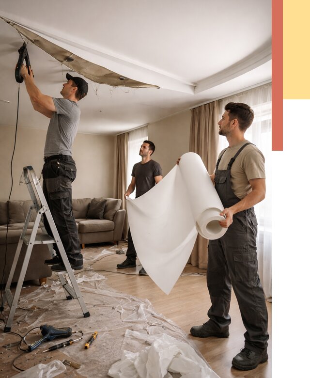 Замена полотна натяжного потолка в Колпино от 9799 руб. быстро и недорого | ОТДЕЛОЧНИК-Клп