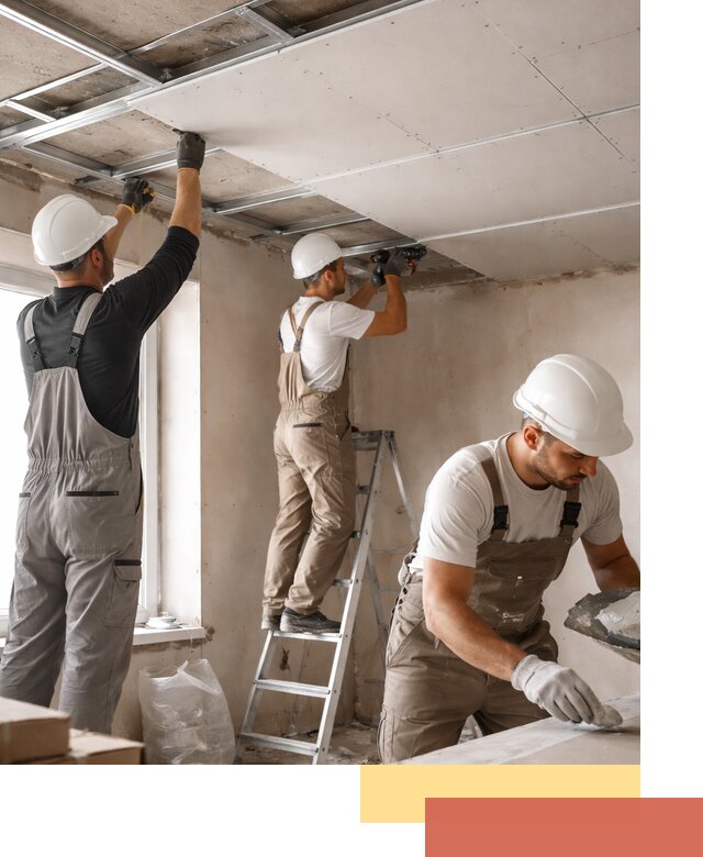 Одноуровневый потолок из гипсокартона в Колпино — монтаж и отделка