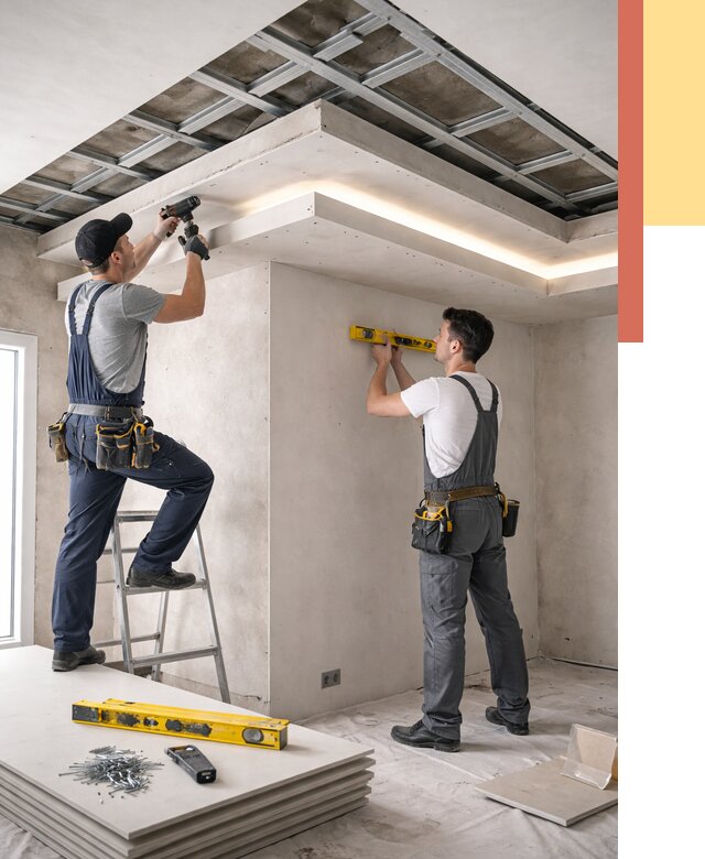 Двухуровневый потолок из гипсокартона в Колпино от 1496 руб. под ключ | ОТДЕЛОЧНИК-Клп