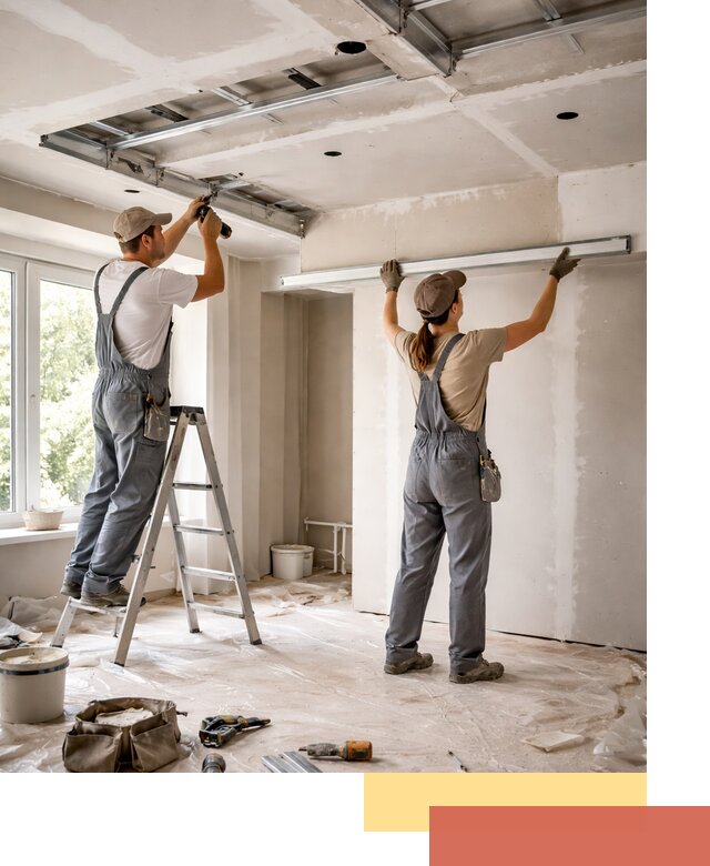 Монтаж многоуровневого потолка из гипсокартона в Колпино