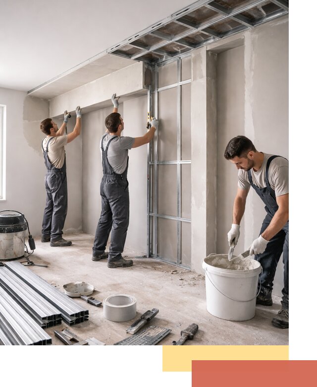 Монтаж потолка из гипсокартона с нишей в Колпино