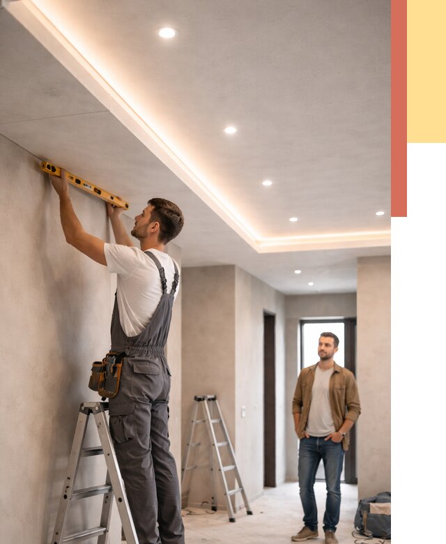 Потолок из гипсокартона с подсветкой в Колпино от 774 руб./м2 под ключ | ОТДЕЛОЧНИК-Клп