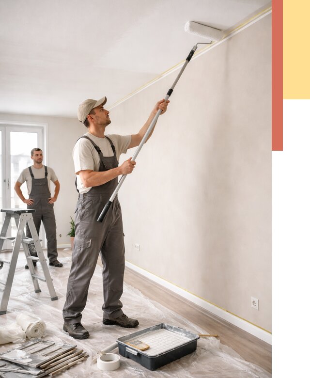 Покраска потолка из гипсокартона в Колпино от 4642 руб./м2 — услуги под ключ | ОТДЕЛОЧНИК-Клп