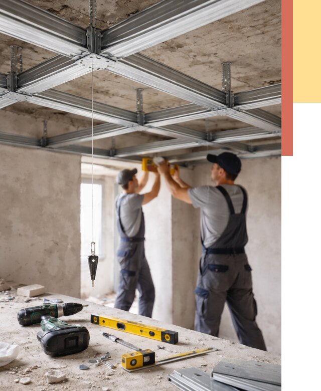 Монтаж каркаса потолка из профиля в Колпино от 4642 руб. — услуги ОТДЕЛОЧНИК-Клп