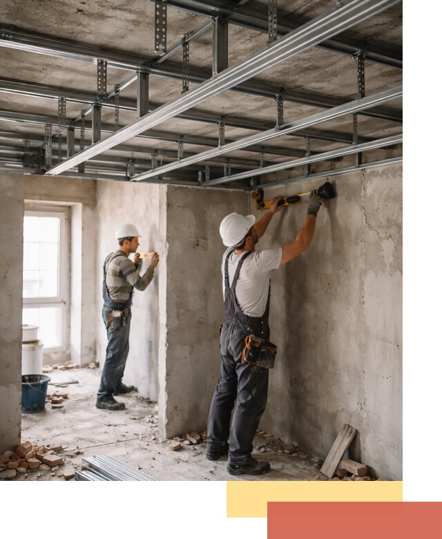 Монтаж каркаса потолка из профильного профиля в Колпино