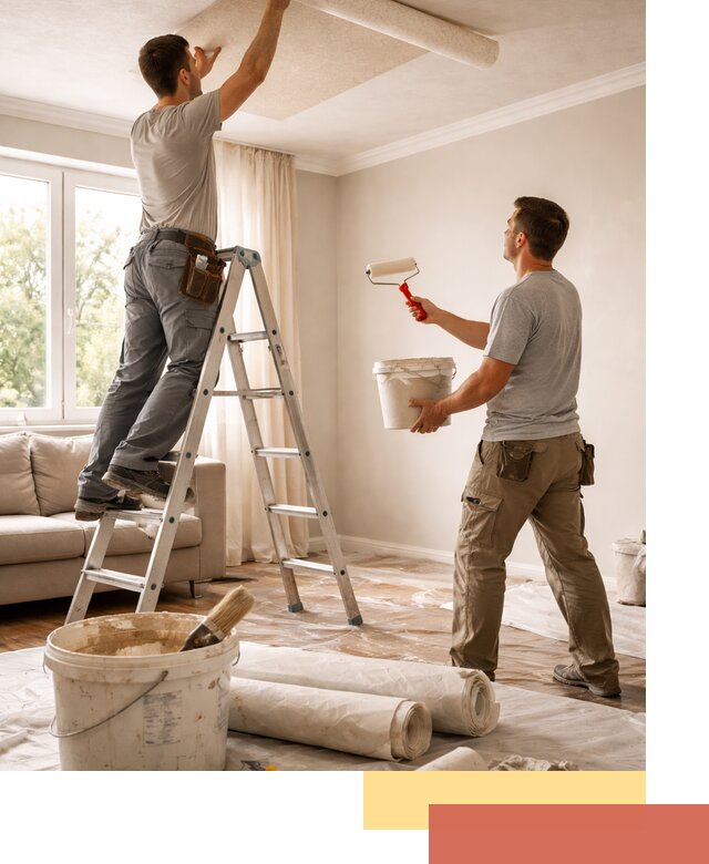 Поклейка обоев на потолок в Колпино — качественно и быстро