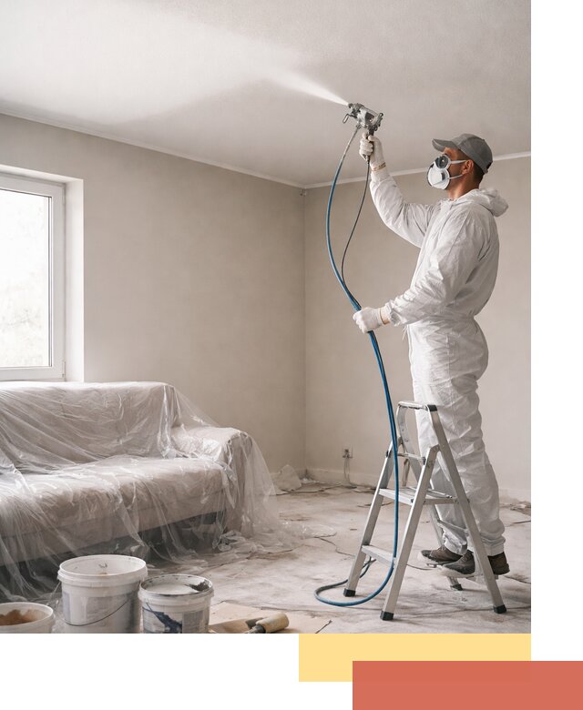 Покраска потолка краскопультом в Колпино быстро и качественно