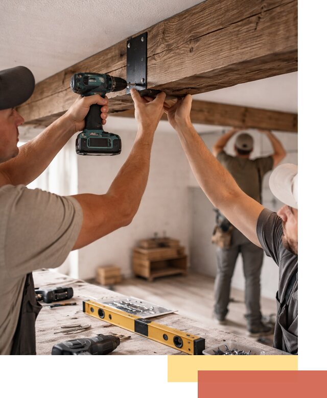 Монтаж декоративных потолочных балок в Колпино