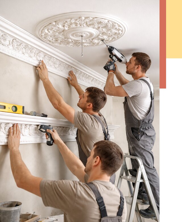 Монтаж лепнины на потолок в Колпино от 3301 руб. быстро и недорого | ОТДЕЛОЧНИК-Клп