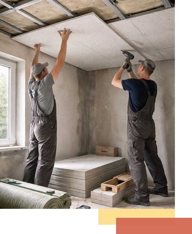 Шумоизоляция потолка панелями ЗИПС в Колпино